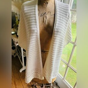 J Crew Elegant White Open-Front Sweater